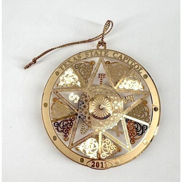 2011 Texas State Capitol Ornament Gold-Plated Official Gift Shop TX Star w/ Box - Picture 1 of 4